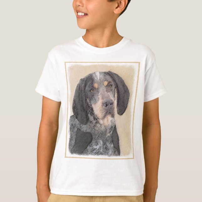 Bluetick Coonhound Painting - Cute Original Dog Ar T-Shirt (Front)
