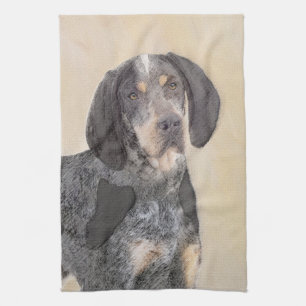 Bluetick Coonhound Painting - Cute Original Dog Ar Tea Towel