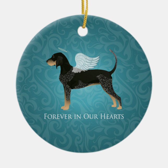 Bluetick Coonhound Pet Memorial Angel Dog Ceramic Tree Decoration (Front)