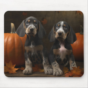 Bluetick Coonhound Puppy Autumn Delight Pumpkin Mouse Pad