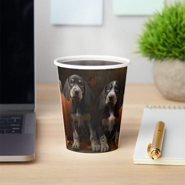 Bluetick Coonhound Puppy Autumn Delight Pumpkin  Paper Cups (Insitu)
