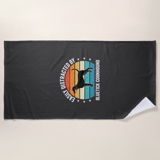Bluetick Coonhound Retro Sunset Dog Beach Towel (Front)
