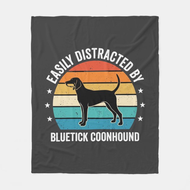 Bluetick Coonhound Retro Sunset Dog Fleece Blanket (Front)