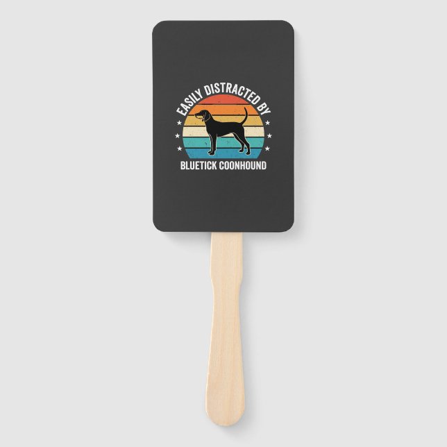 Bluetick Coonhound Retro Sunset Dog Hand Fan (Front)