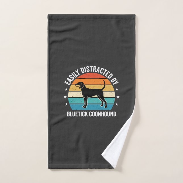 Bluetick Coonhound Retro Sunset Dog Hand Towel (Hand Towel)