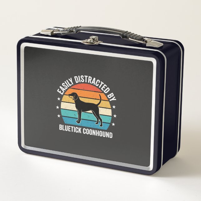 Bluetick Coonhound Retro Sunset Dog Metal Lunch Box (Front)