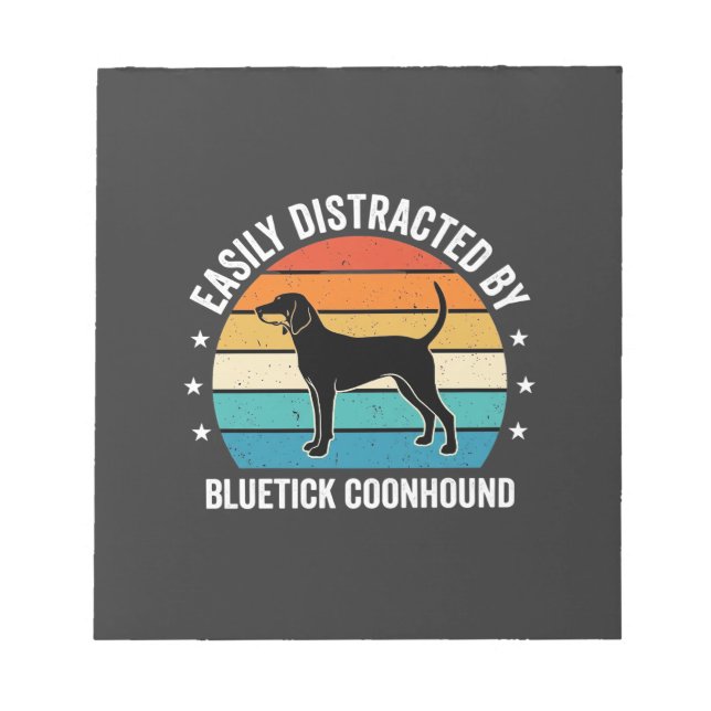 Bluetick Coonhound Retro Sunset Dog Notepad (Front)