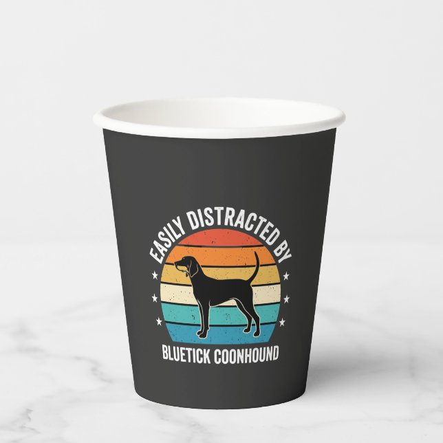Bluetick Coonhound Retro Sunset Dog Paper Cups (Front)