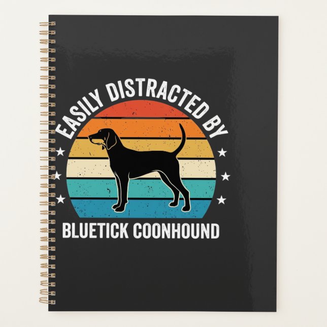 Bluetick Coonhound Retro Sunset Dog Planner (Front)