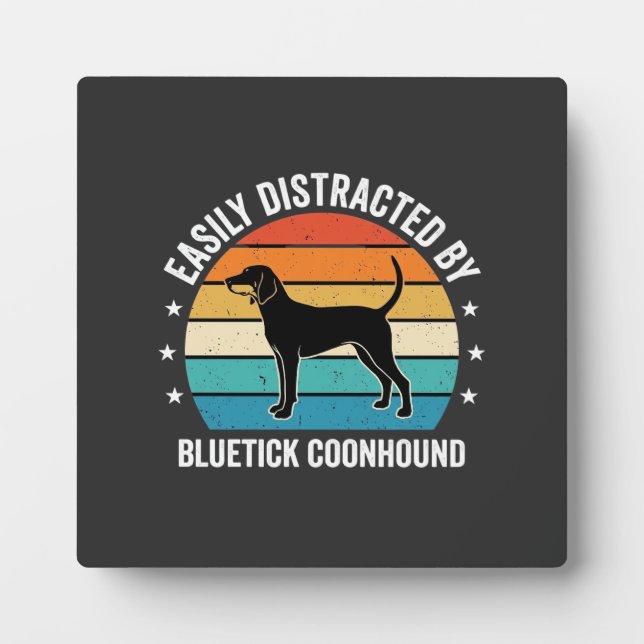 Bluetick Coonhound Retro Sunset Dog Plaque (Front)