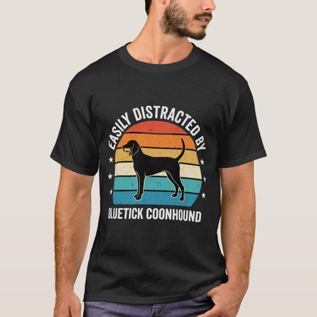 Bluetick Coonhound Retro Sunset Dog T-Shirt (Front)