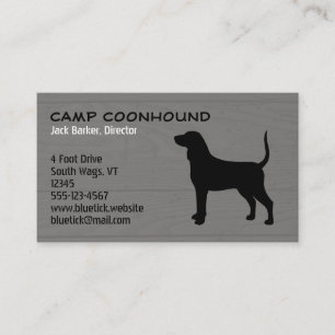 Bluetick Coonhound Silhouette on Wood Style Business Card