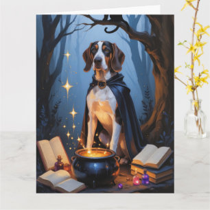 Bluetick Coonhound Whimsical Halloween Painting Card