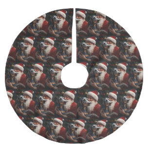Bluetick Coonhound With Santa Claus Christmas Brushed Polyester Tree Skirt