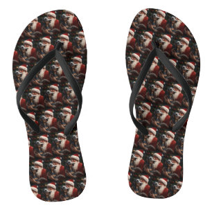 Bluetick Coonhound With Santa Claus Christmas Jandals
