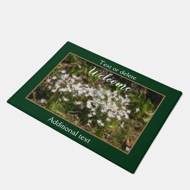 Bluets Tiny Flowers Oil Painting Personalised Doormat (Angled)