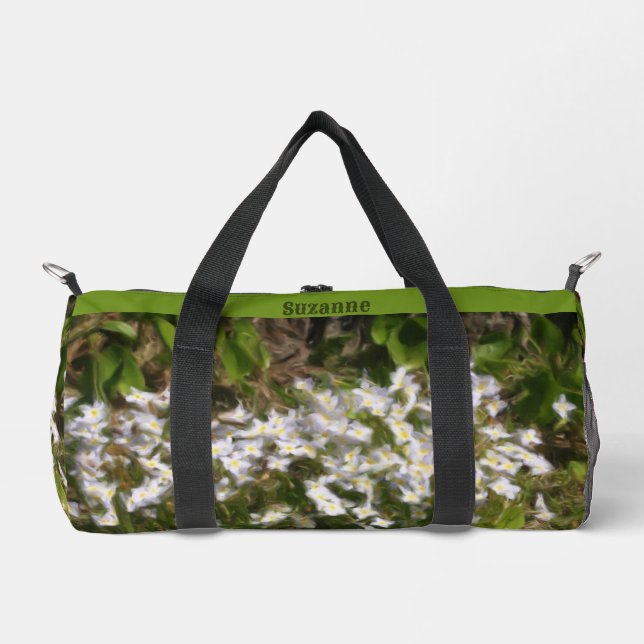 Bluets Tiny Flowers Oil Painting Personalised Duffle Bag (Front)