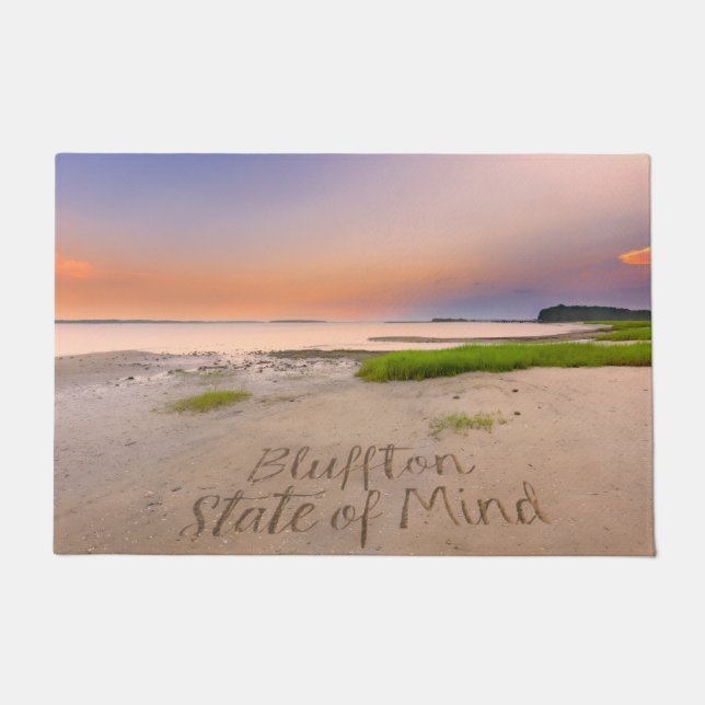 Bluffton State of Mind Written in Sand SC Beach Doormat (Front)