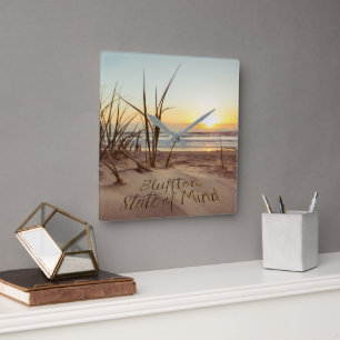 Bluffton State of Mind Written in Sand SC Beach Square Wall Clock