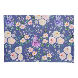 Bluing  Blue Watercolor Floral Pillowcase