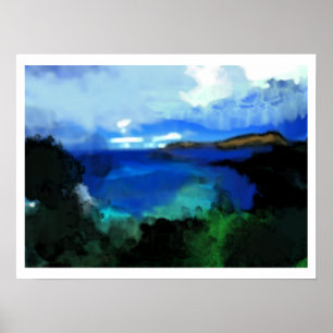 Bluish Abstract Landscape Poster