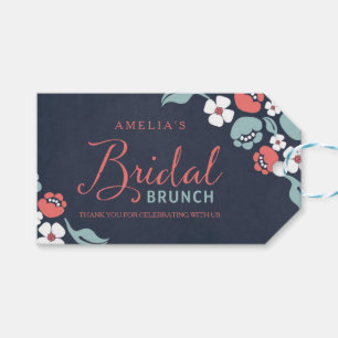 Bluish Chalkboard Floral Bridal Brunch Gift Tag
