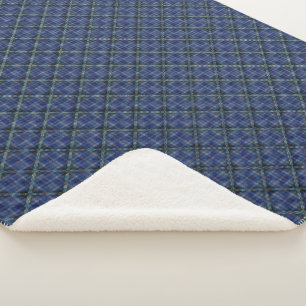 Bluish chequered square with pixelated dots sherpa blanket