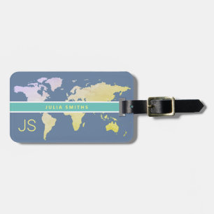 bluish elegant luggage-tag with name luggage tag