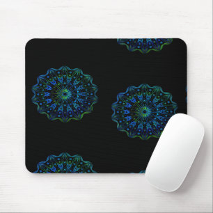 Bluish green mandala mouse pad