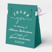 Bluish Green & White Wedding Favour Box