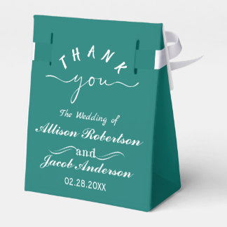 Bluish Green & White Wedding Favour Box
