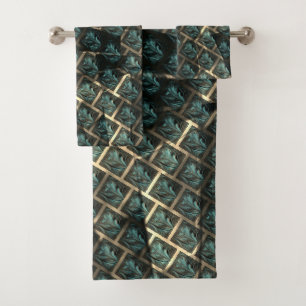 Bluish grey brick effect, under dark spot in lines bath towel set