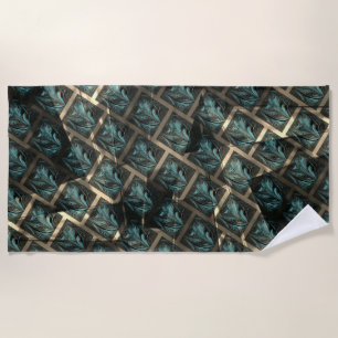Bluish grey brick effect, under dark spot in lines beach towel