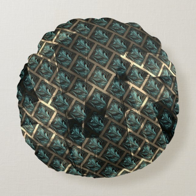 Bluish grey brick effect, under dark spot in lines round cushion (Front)
