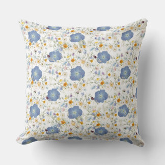 Bluish Grey Floral Design Cushion
