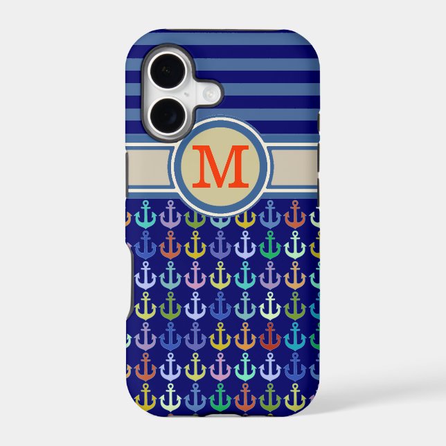 Bluish Monogram, anchors & stripes (Back)