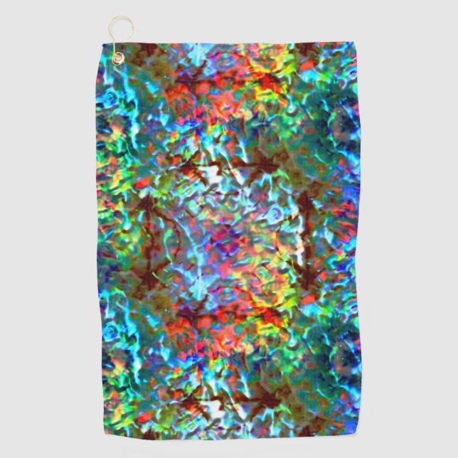 Bluish psychedelic or cybernetic sea rock golf towel (Front)