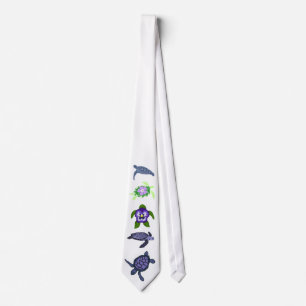 Bluish-purple Honu sea turtle line up tie