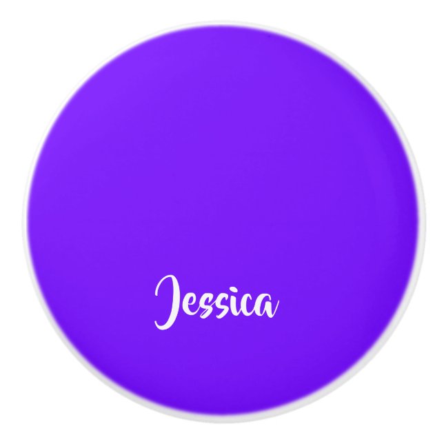 Bluish purple solid plain ceramic knob (Front)