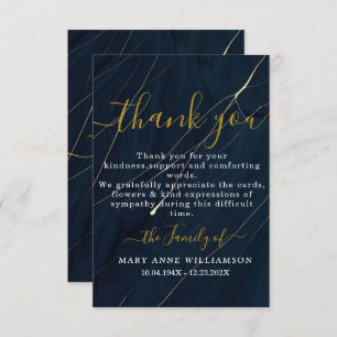 Bluish Script Minimal Funeral Thank You Card