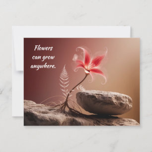 Blume auf Stein mit Spruch Postcard