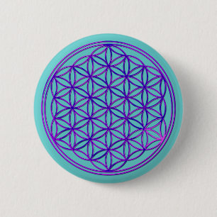 Blume des Lebens / Flower Of Life   pink blue 6 Cm Round Badge