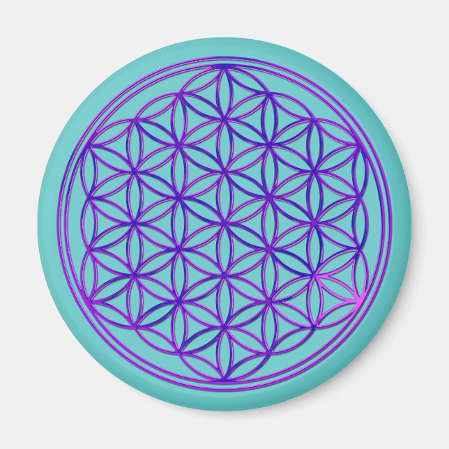 Blume des Lebens / Flower Of Life | pink blue Magnet (Front)