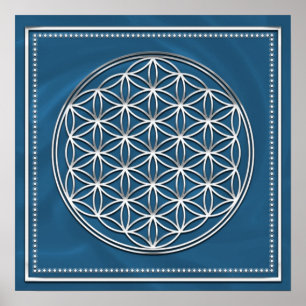 Blume des Lebens - Flower of life - Silber Poster