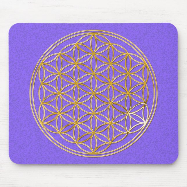 Blume des Lebens / gold big lila splatter BG Mouse Pad (Front)