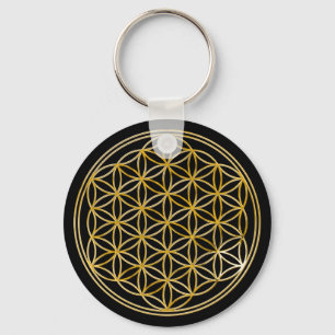Blume des Lebens klein black Key Ring