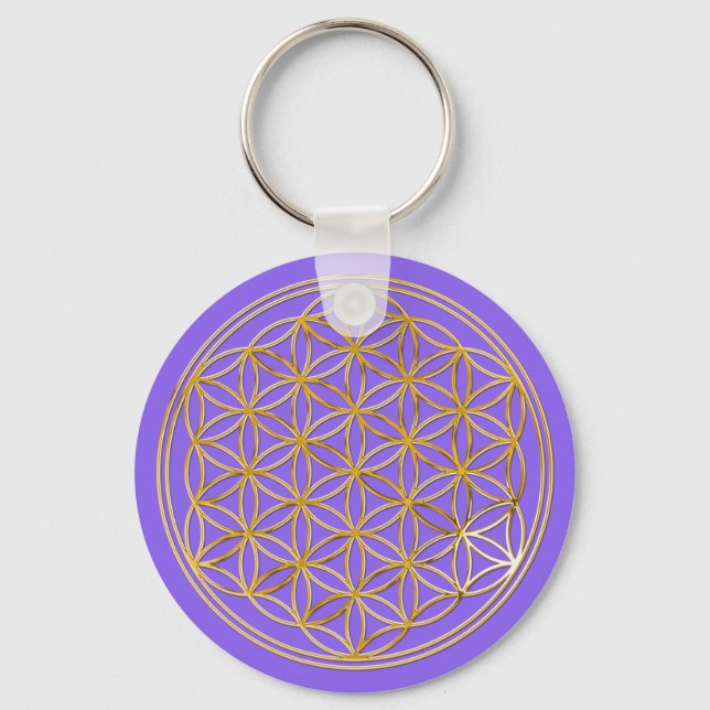 Blume des Lebens | klein lila Key Ring (Front)
