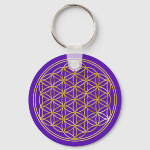Blume des Lebens klein violet Key Ring