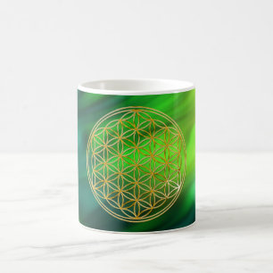 Blume des Lebens klein waves green BG Coffee Mug
