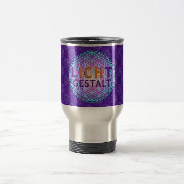 Blume Des Lebens Lichtgestalt | violet pattern Travel Mug (Center)